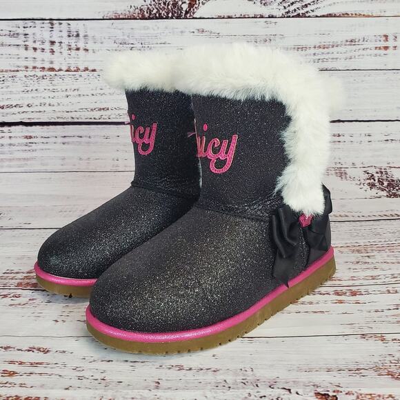 Juicy Couture Other - Juicy Couture Little Girl's Cachet Place Boots Size 2 Sparkle Fuzzy Trim Kidcore
